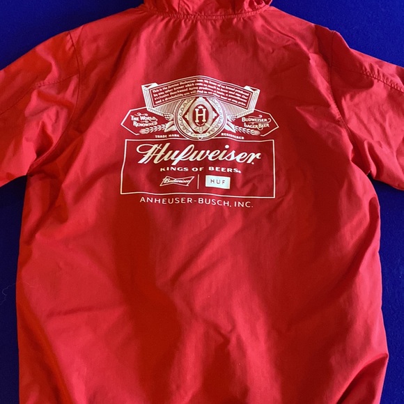 HUF “Budweiser” windbreaker. Red, slightly worn Good Condition. - Picture 3 of 4